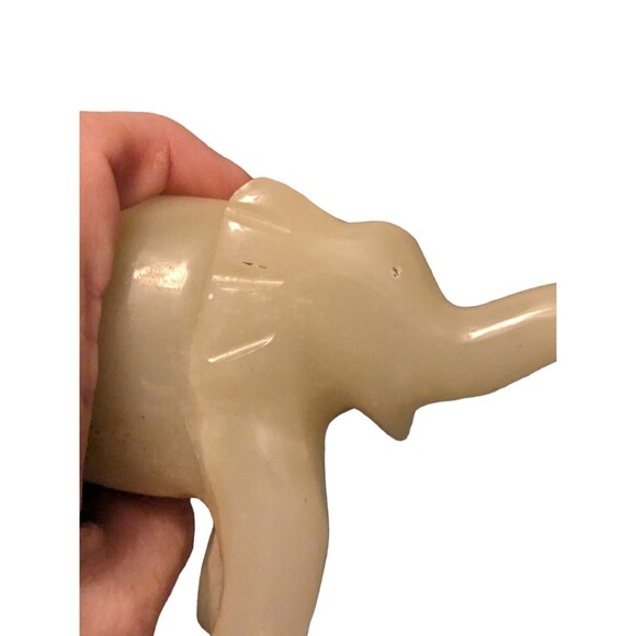 Vintage Marble Onyx Stone Hand Carved Elephant Banded 3" Tall By 4" Long - Picture 13 of 16